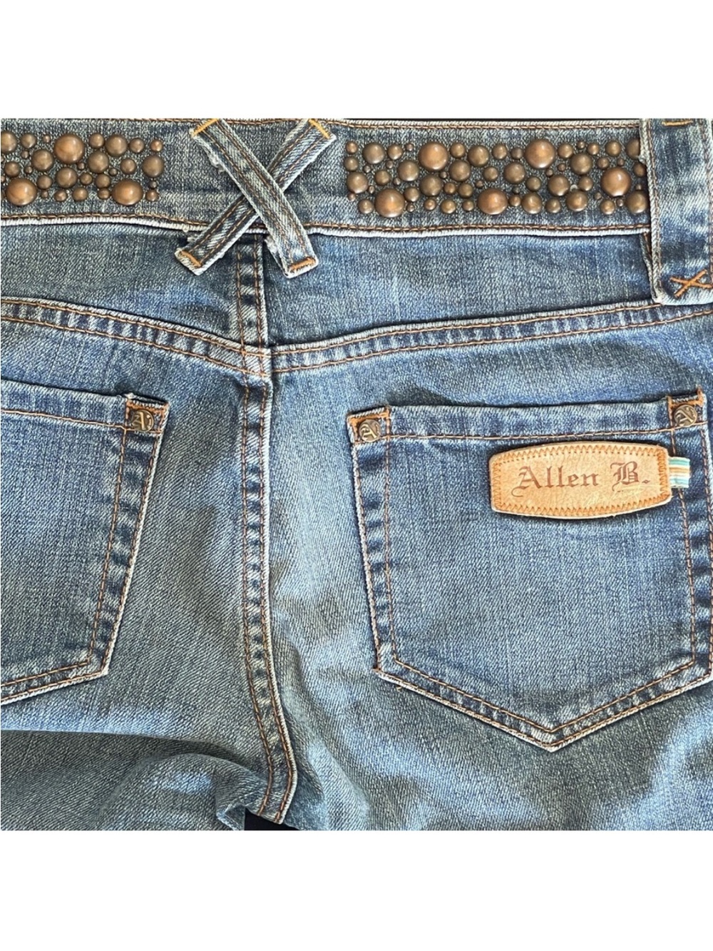 Y2K Allen B Low Rise Flair Jeans with Brass Waistband - Picture 4 of 5